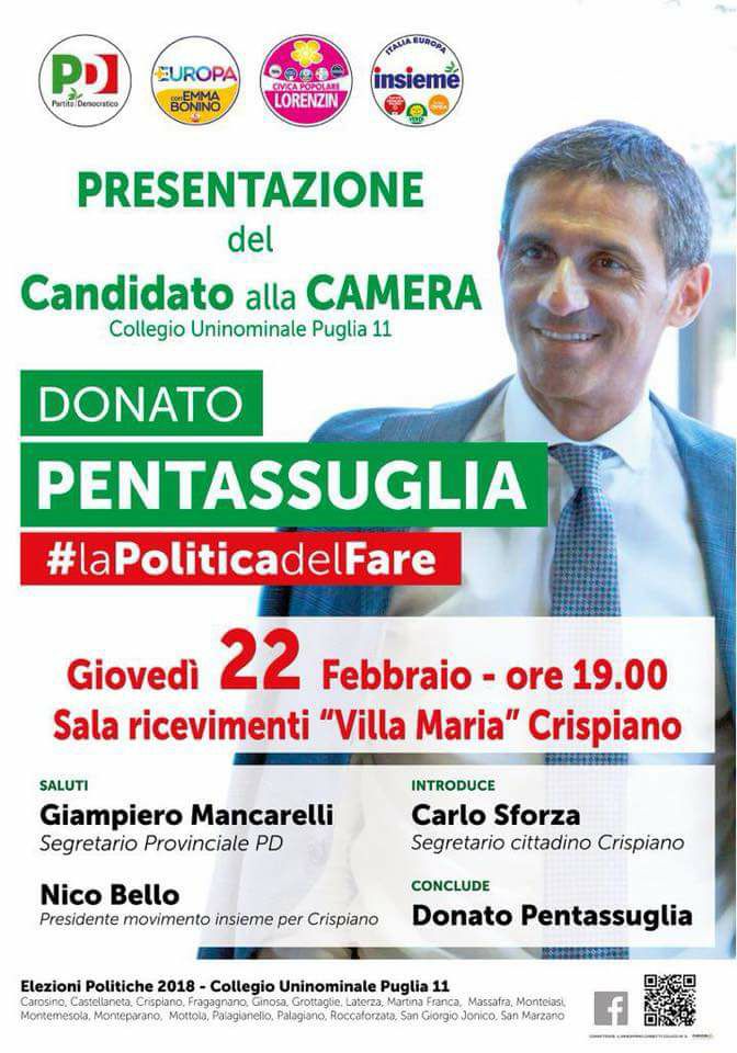 Presentazione del candidato alla camera collegio uninominale Puglia 11